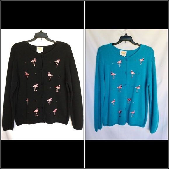 Size Small NEW pink flamingo sweater cardigan - Picture 1 of 5